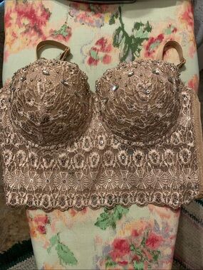 Windsor Blush Lace Sequin Longline Bralette